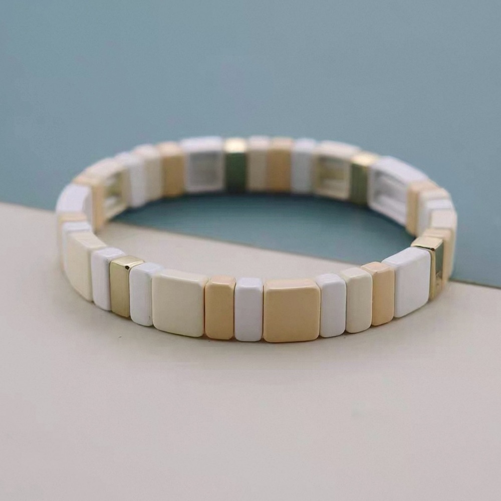 Roxanne Assoulin - Rainbow Brite Bit X Bit Colorful Cream Stretch Bracelet